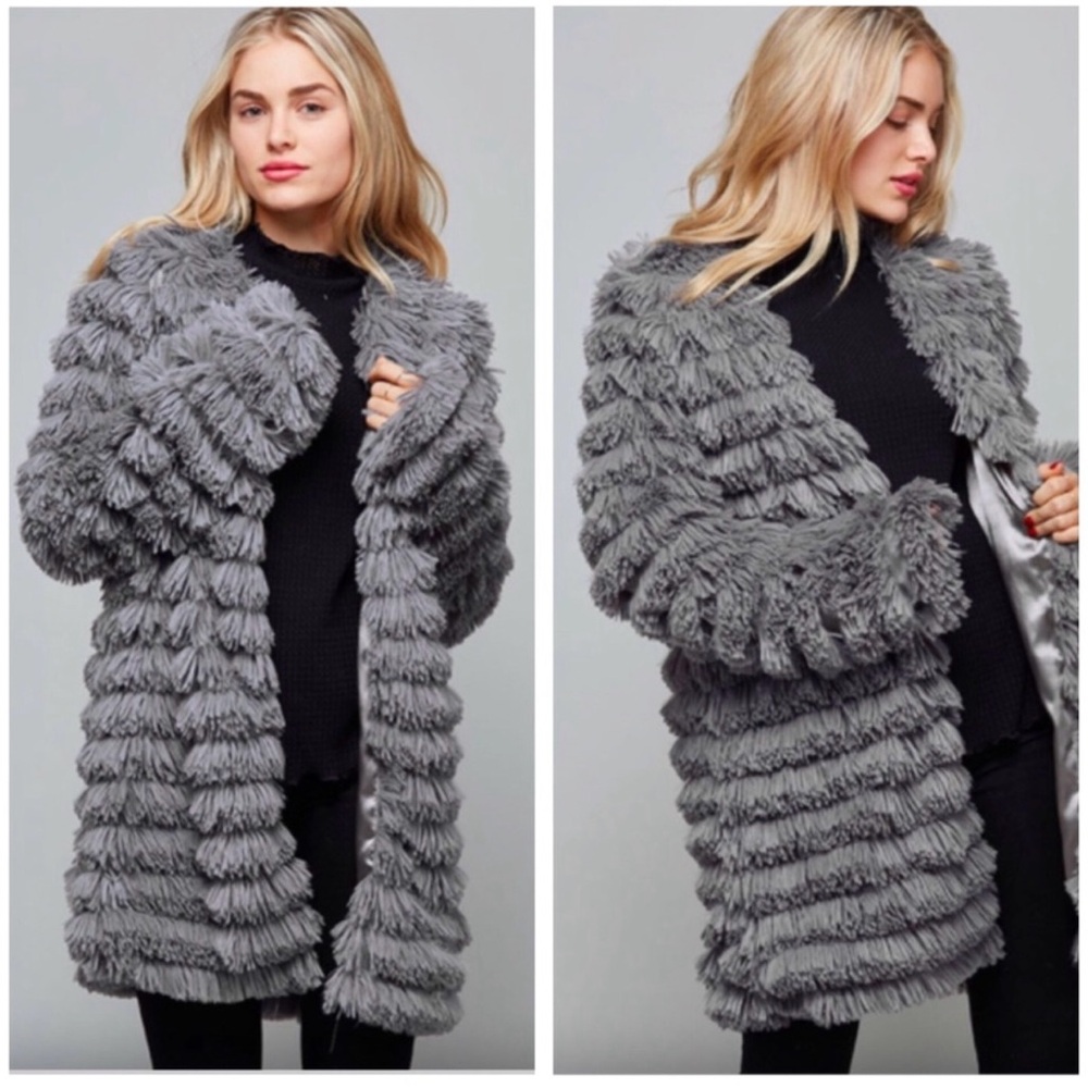 Fantastic Fawn Gray Faux Fur Coat
